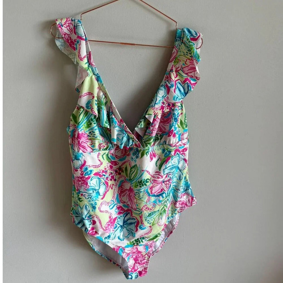 Stella Parker Collection Womens Floral One Piece Swimsuit Multicolor Sz 16W - Picture 1 of 6
